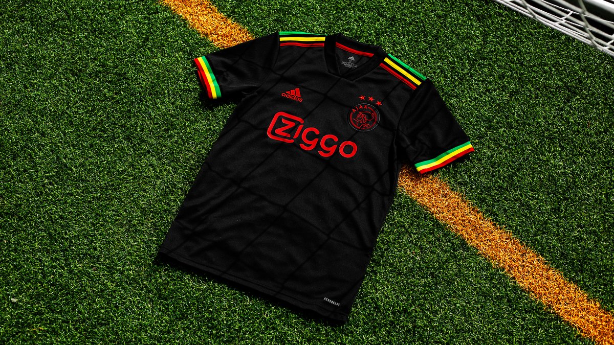 Bandiet blad Op de kop van Ajax 3e shirt 2021/22 | Bob Marley ontmoet Ajax 