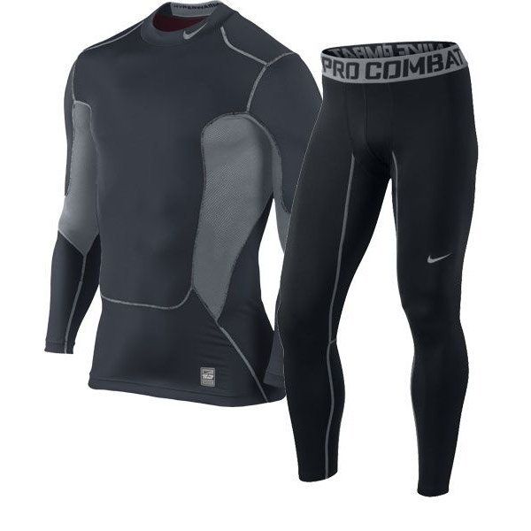 Nike Men Black & Grey Pro Combat Hypercool Tights
