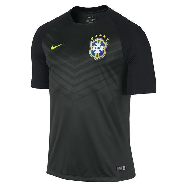 Brasilien Training T-Shirt Pre Match Black Spruce/Volt