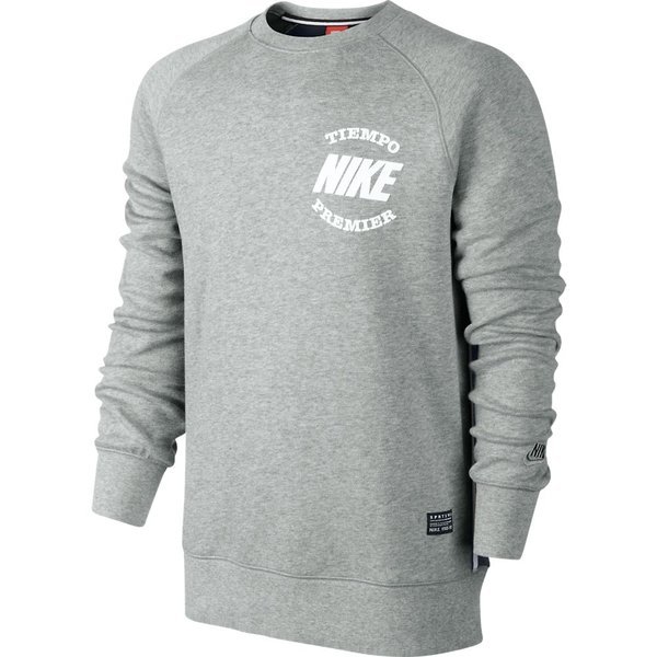 Nike Sweatshirt AW77 Tiempo Dark Grey Heather/Dark Obsidian/White | www ...