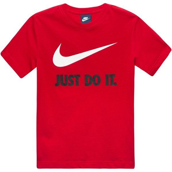 white shirt with red nike logo