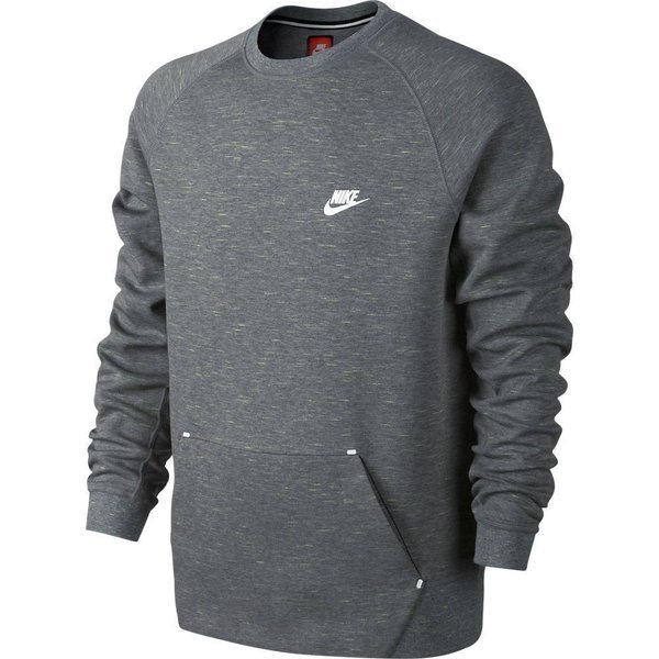 Nike Sweatshirt Tech Fleece Crew Carbon Heather/White | www ...