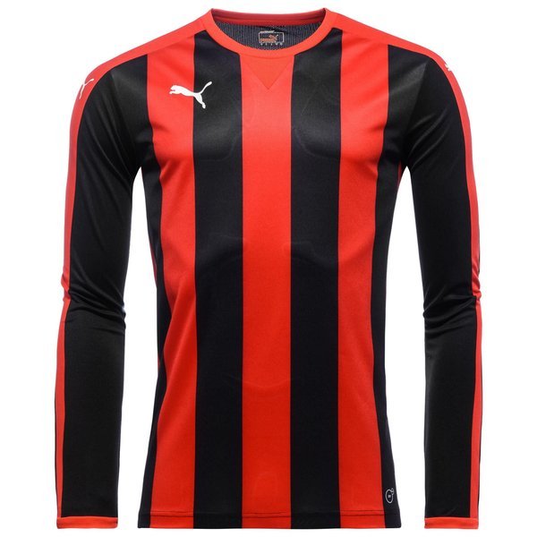 Puma Football Shirt Striped L S Red Black Www Unisportstore Com