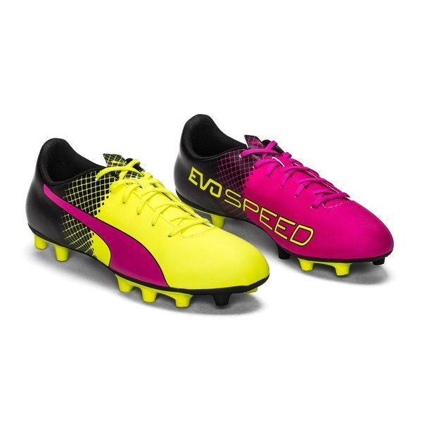 puma evospeed football boots pink and blue