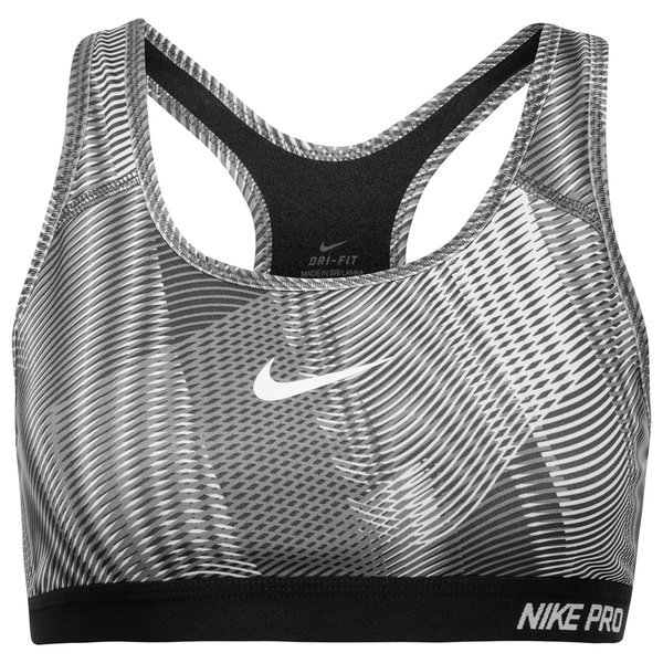 Nike Pro Classic Padded Frequency Sports Bra Black/Dark Grey/White Women