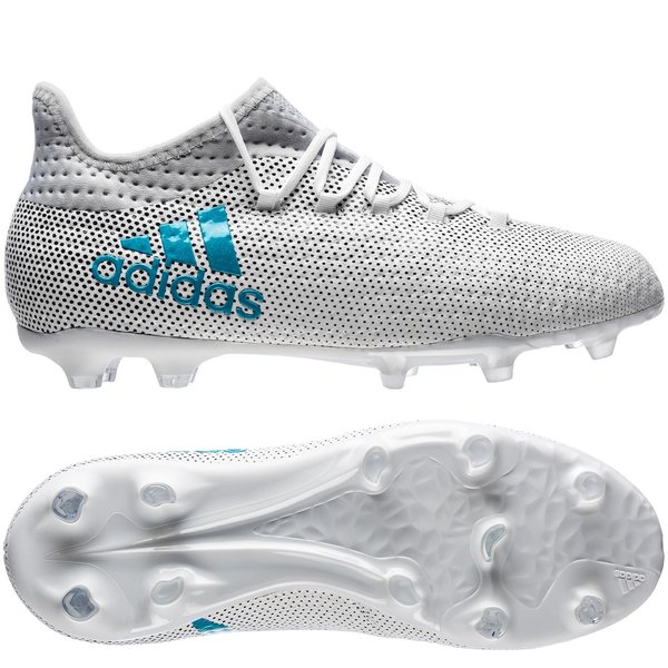 adidas X 17.1 FG/AG Dust Storm - Footwear White/Energy Blue/Clear Grey Kids  | www.unisportstore.com