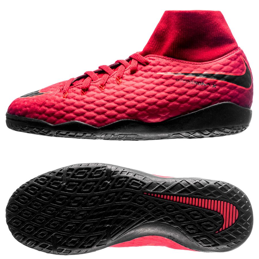 Nike HypervenomX Phelon 3 DF IC - University Red/Black Kids | www.unisportstore.com