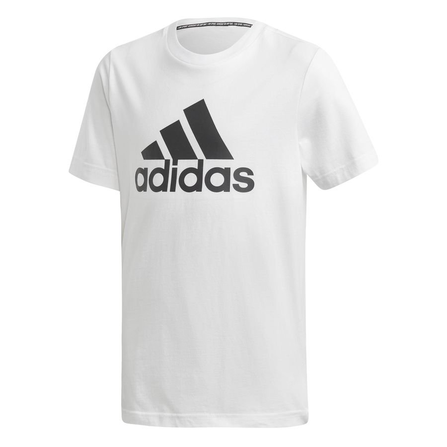white adidas t shirt with black logo