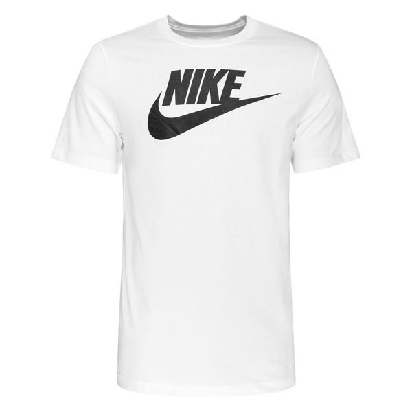 white nike shirt with black logo