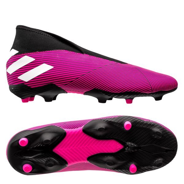 pink laceless football boots