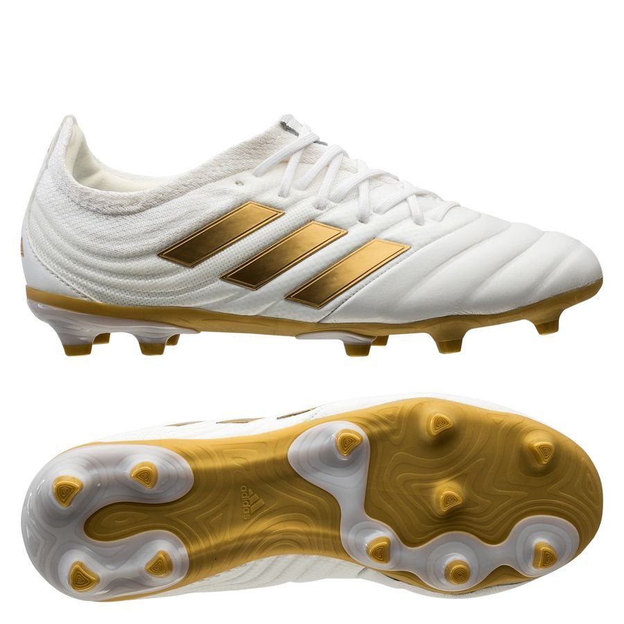 adidas Copa 19.1 FG/AG Input Code - Footwear White/Gold Metallic/Football  Blue Kids