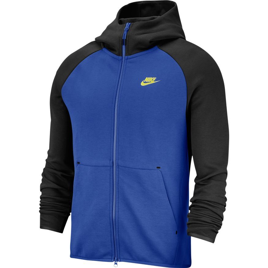 black and blue nike tech tracksuit