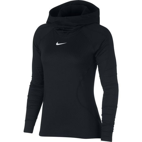 Nike Pro Hoodie Hyperwarm - Black/White Woman | www.unisportstore.com