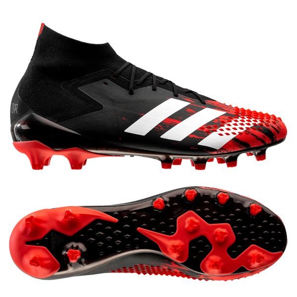red and black football boots