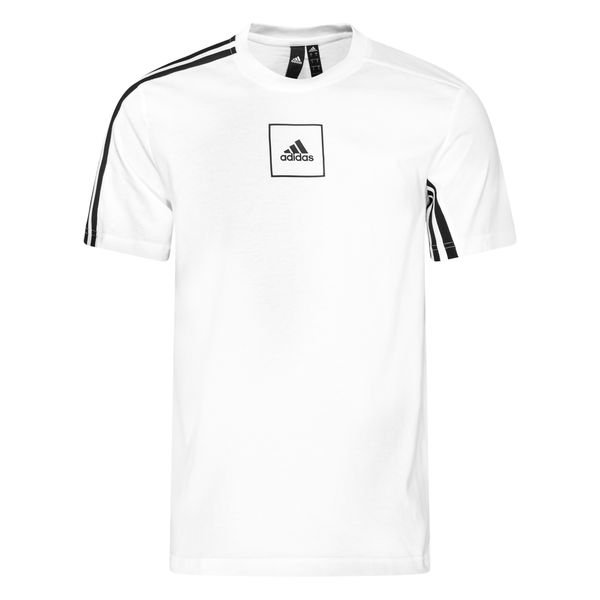adidas 3 stripe white t shirt