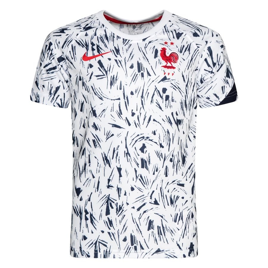 Nike Frankrig Trænings T-Shirt Pre Match EURO 2020 - Hvid/Blå/Rød Børn thumbnail