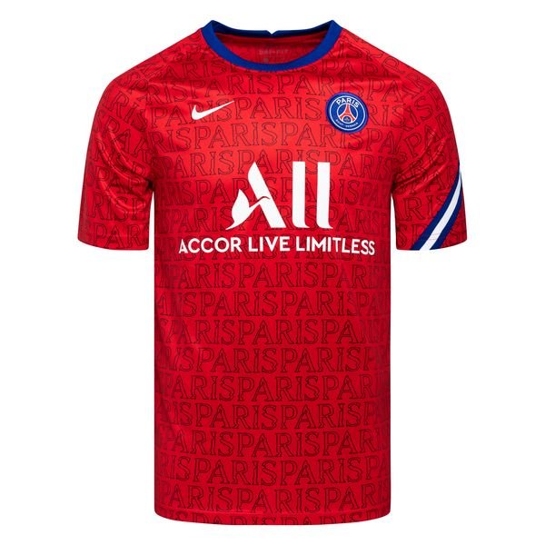 Paris Saint Germain Training T-Shirt Pre Match - University Red/White ...
