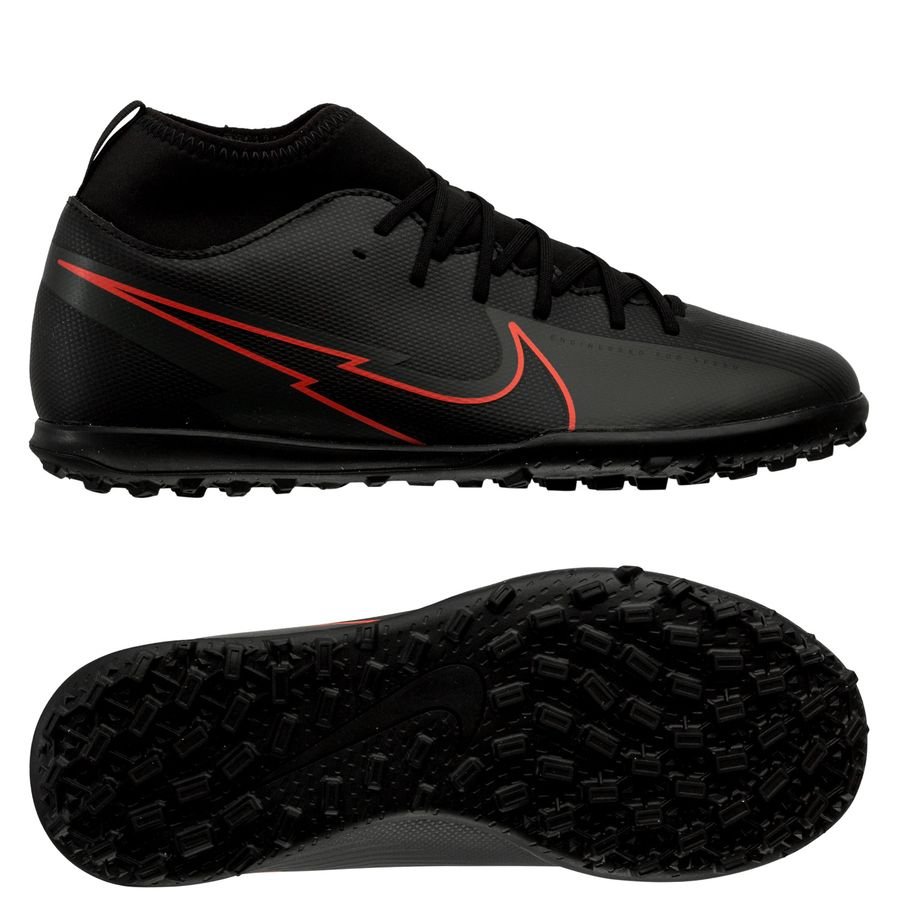 Nike Mercurial Superfly 7 Club TF Black X Chile Red - Black/Chile Red/Dark  Smoke Grey Kids 