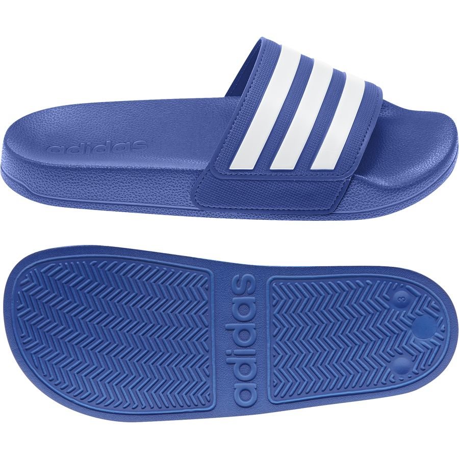 adidas blue and white slides