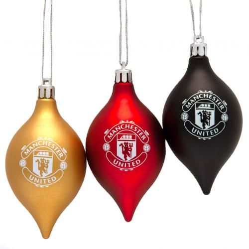 Taylors Football Souvenirs Manchester United Kerstballen 3-Pak - Goud/Rood/Zwart