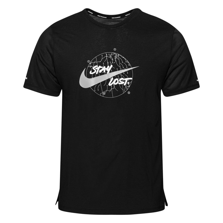 Nike Løbe T-Shirt Dri-FIT Miler - Sort/Sølv thumbnail