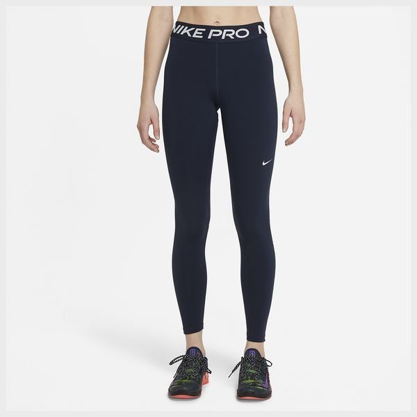 Nike Pro Women's Mid-Rise Leggings (Small, Obsidian/White)