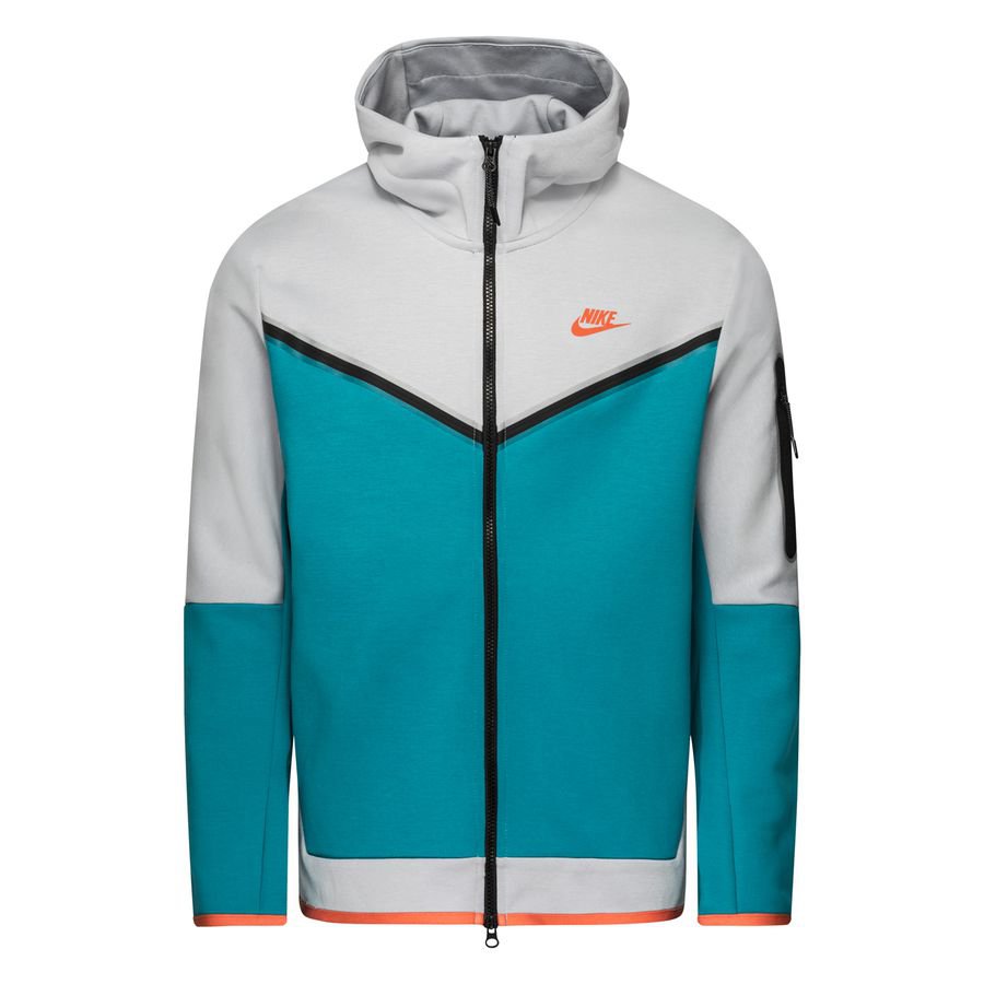 Nike Hoodie NSW Tech Fleece - Wolf Grey/Aquamarine/Orange | www ...