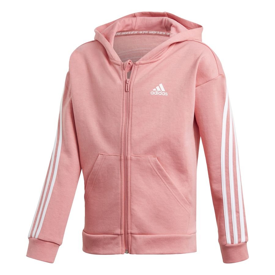 adidas 3-Stripes Full-Zip hættetrøje Pink Børn thumbnail