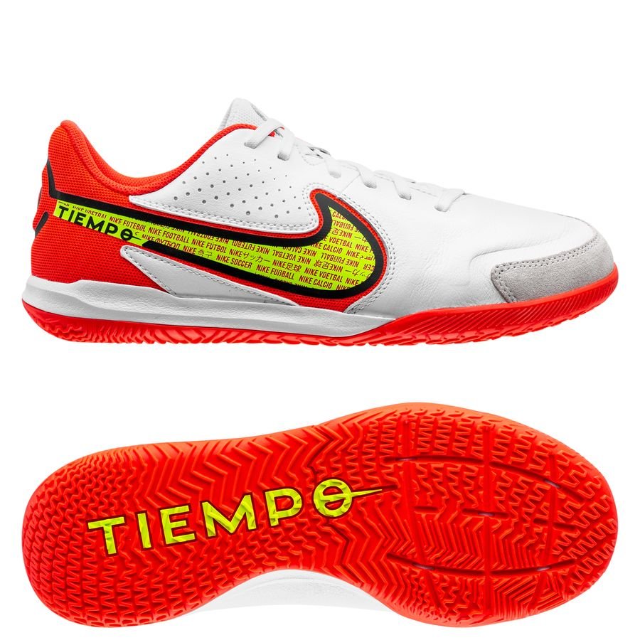 Nike Tiempo Legend 9 Academy IC Motivation - Hvid/Neon/Rød Børn thumbnail