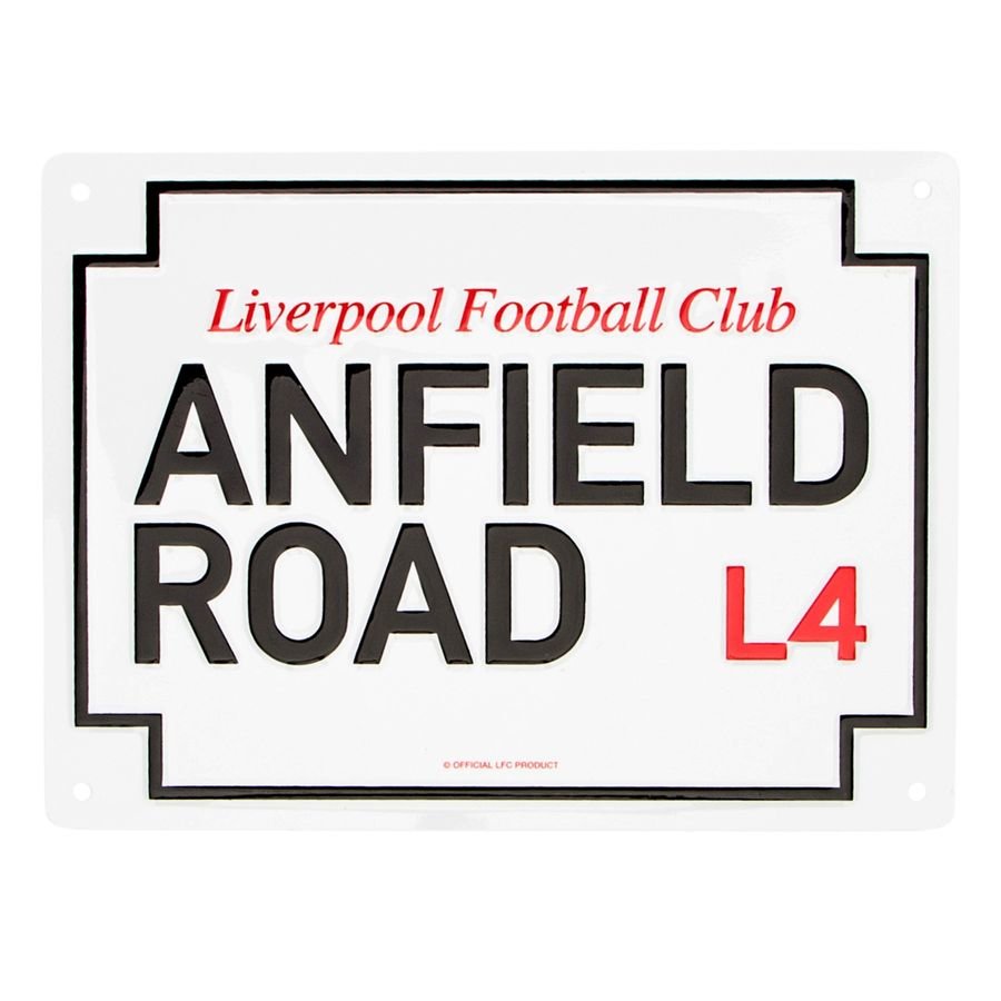 Liverpool Anfield Road Skylt Metal - Vit/Svart