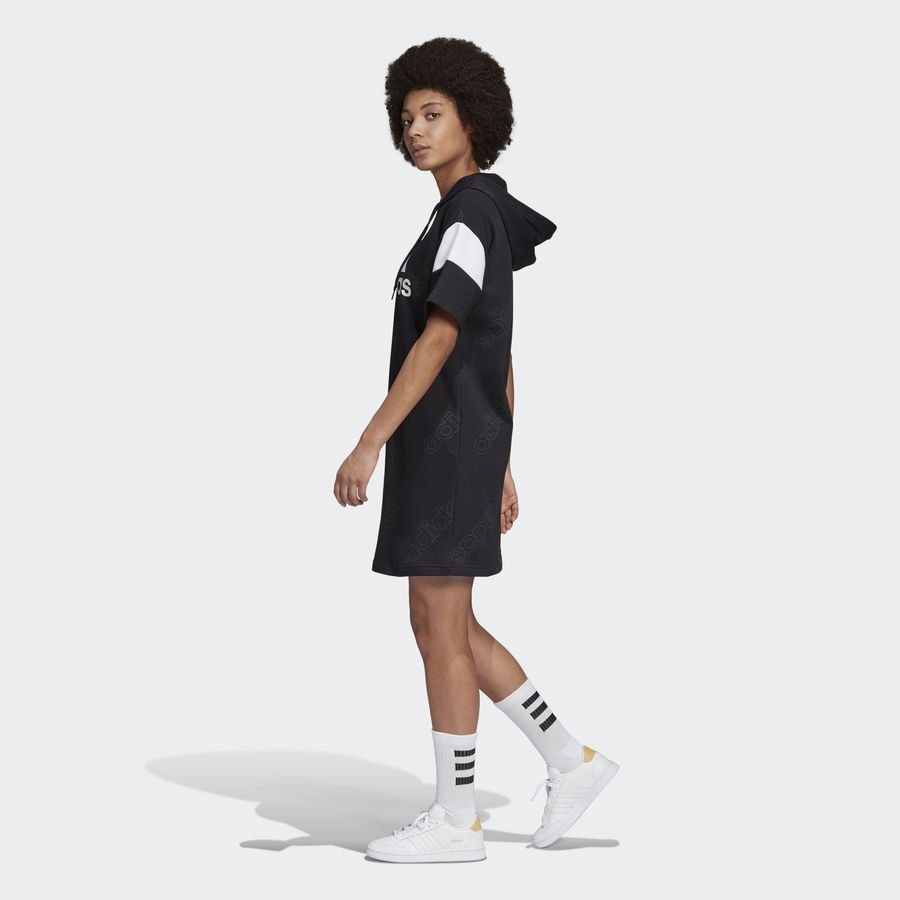 Graphic hoodie dress black