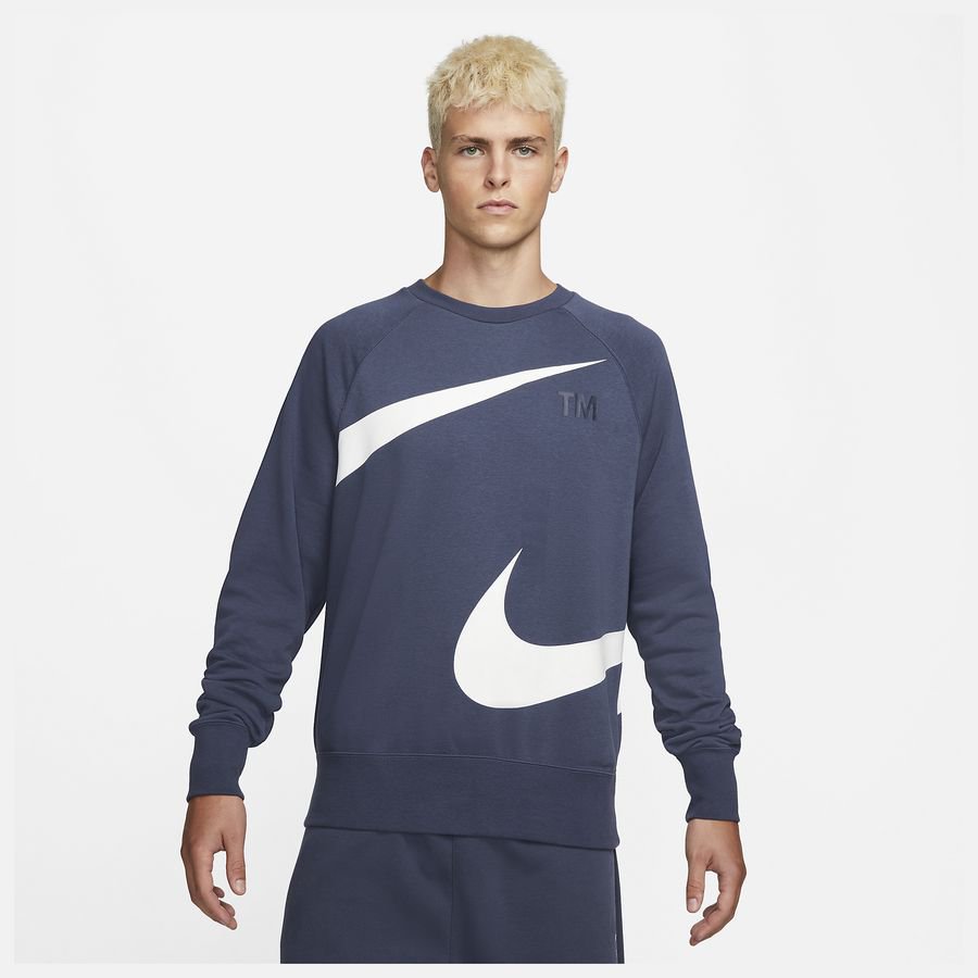 Nike sportswear swoosh semi brushed back crew sweater blauw heren online kopen