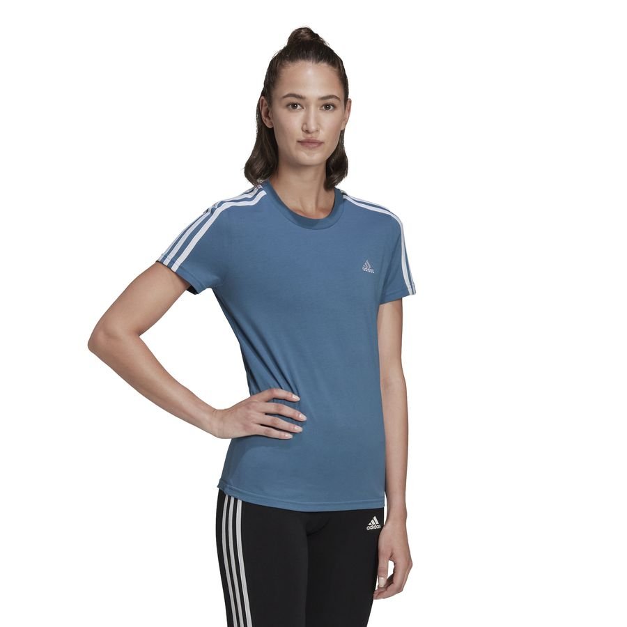 adidas T-Shirt Essentials 3-Stripes - Blå/Hvid Kvinde