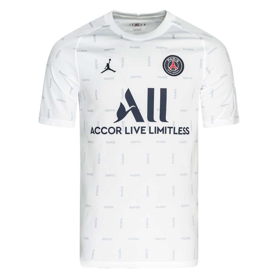 Paris Saint-Germain Tränings T-Shirt Pre Match Dri-FIT Jordan x PSG - Vit/Grå/Navy
