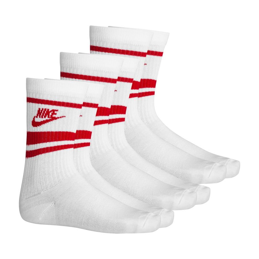 Nike Socks NSW Crew Essential 3-Pack - White/University Red/University Red |