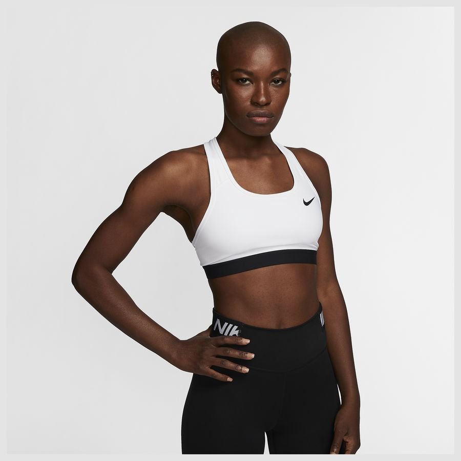 Nike Sports BH Dri-FIT Swoosh - Hvid/Sort Kvinde
