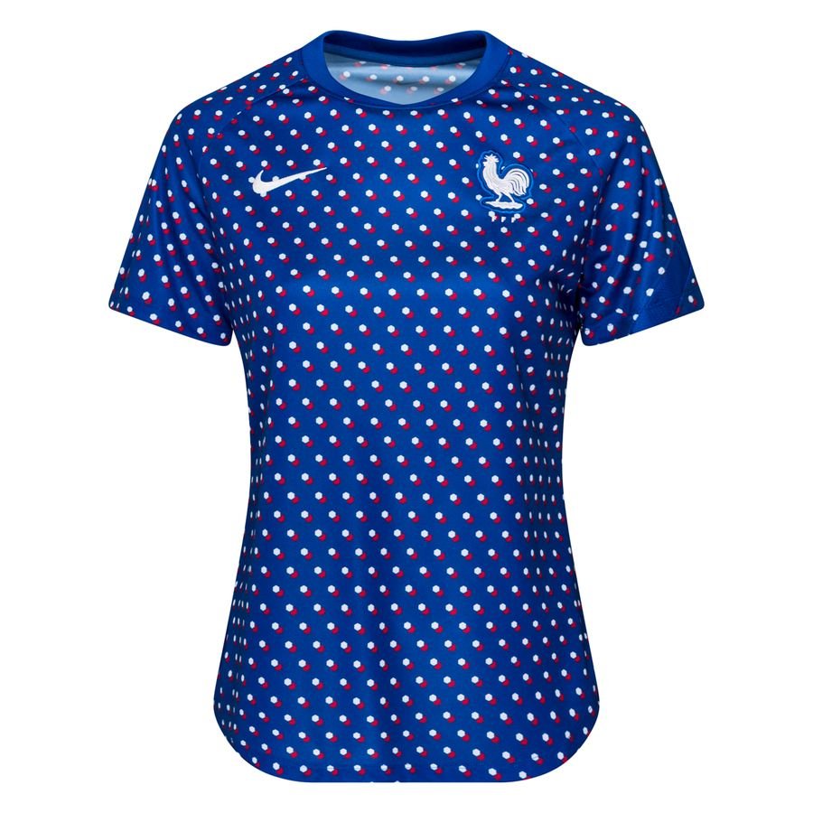 Frankrike Tränings T-Shirt Dri-FIT Pre Match Women's EURO 2022 - Blå/Vit Dam