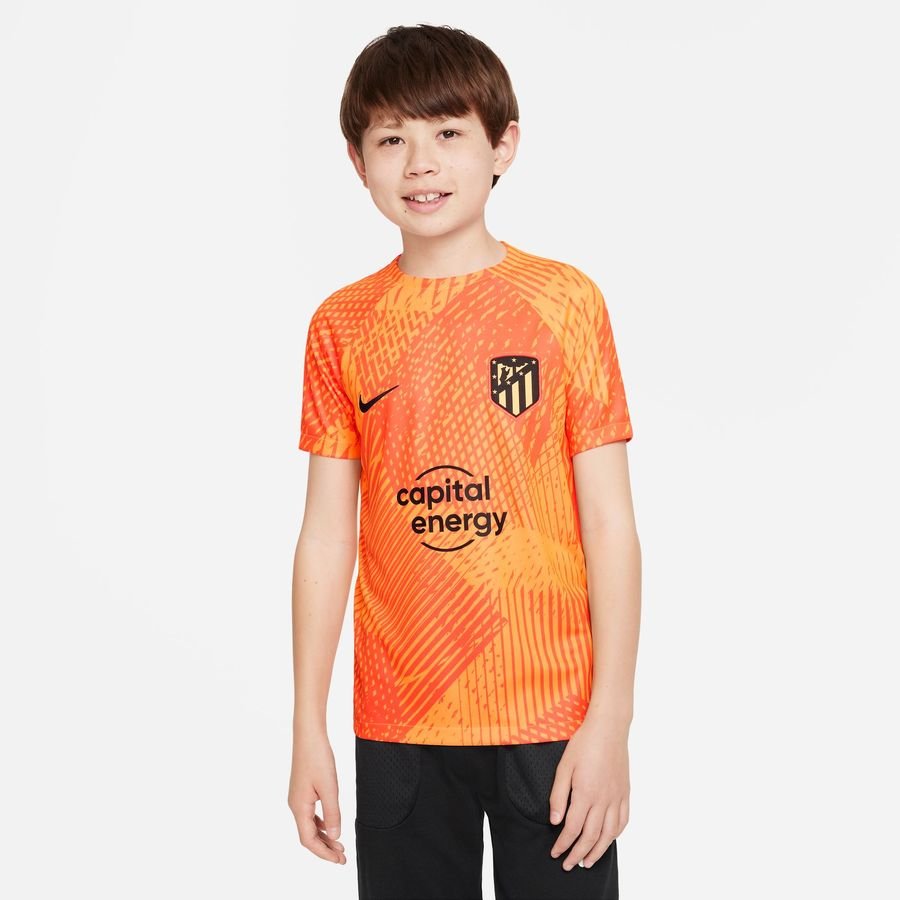 Atletico Madrid Trænings T-Shirt Dri-FIT Pre Match - Orange/Sort Børn