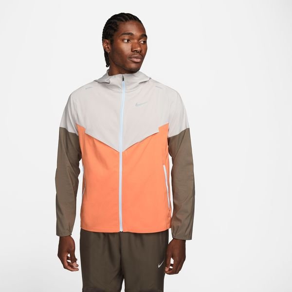 Nike Veste Running Imperméable Coupe-Vent - Blanc/Orange/Marron/Argenté