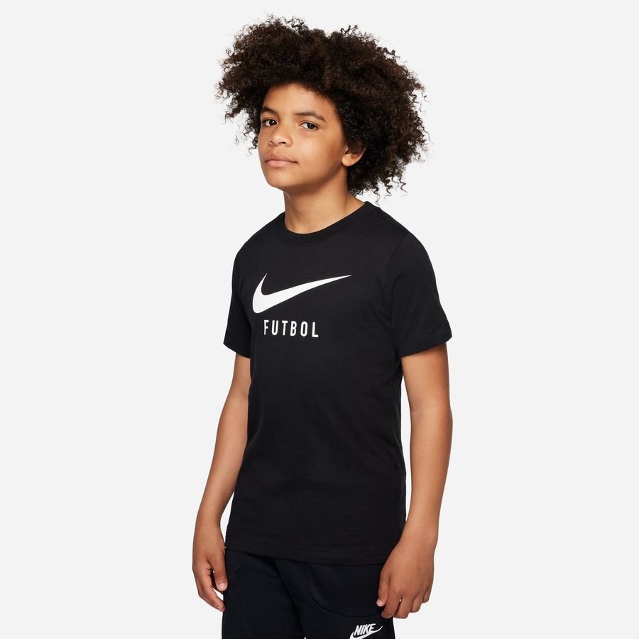 Nike T-Shirt NSW Swoosh Fodbold - Sort/Hvid Børn