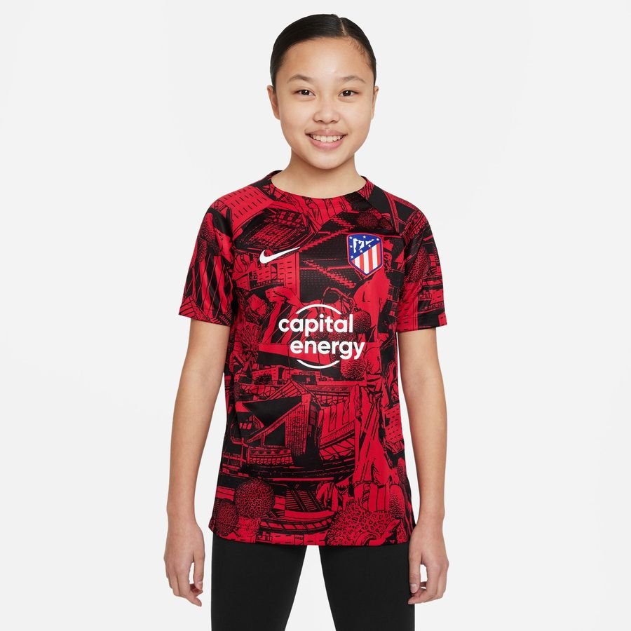 Atletico Madrid Tränings T-Shirt Dri-FIT Pre Match - Röd/Svart/Vit Barn