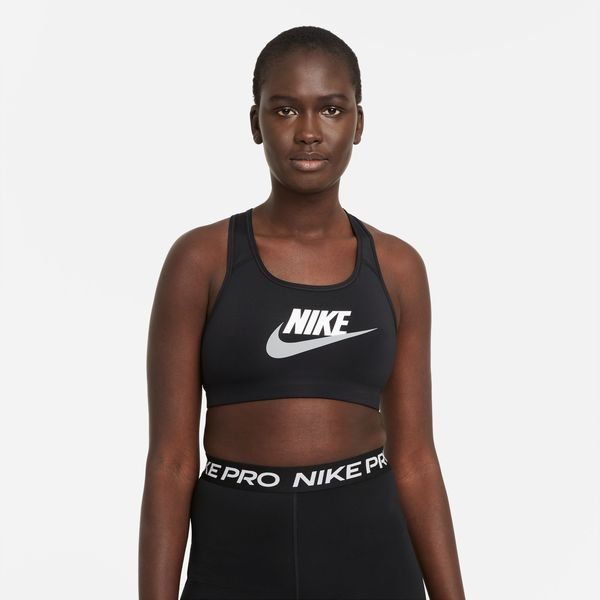 Nike Sports-BH Dri-FIT Swoosh Futura GX - Sort/Hvit Dame