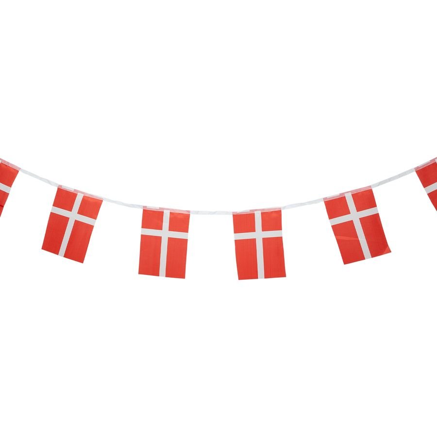 Danmark Flag Guirlande VM 2022 - Rød/Hvid thumbnail