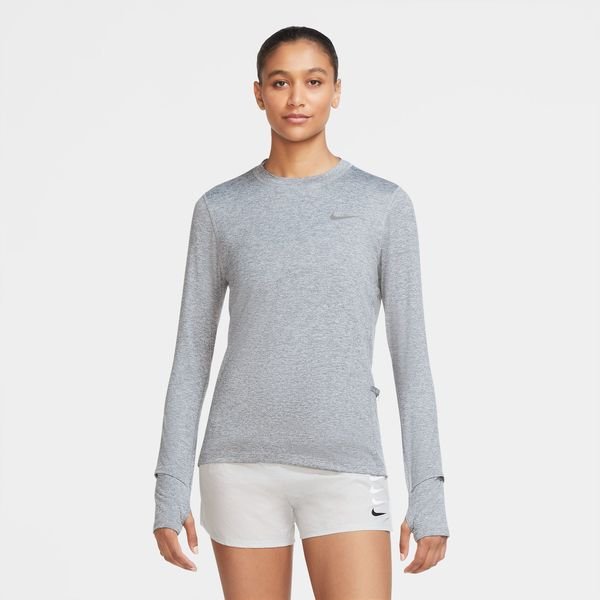 Silver Women Nike - Element Shirt Crew Grey/Reflect Running Dri-FIT Smoke