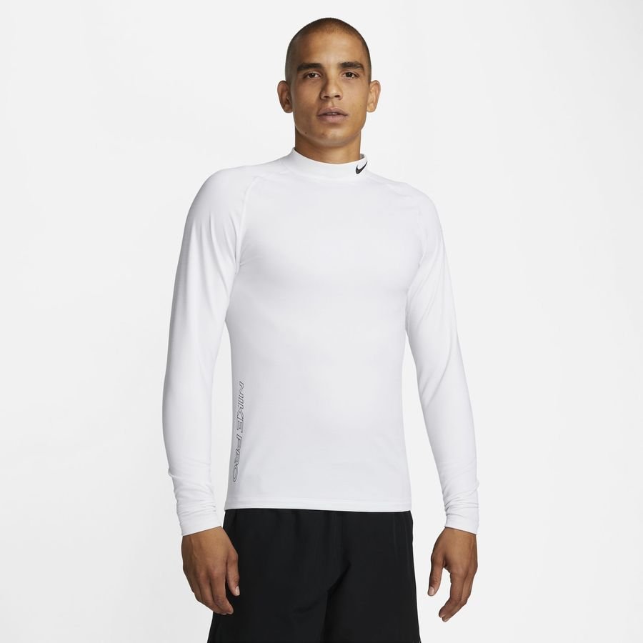 Nike Pro Warm Compression Mock - White/Black Long Sleeves | www ...