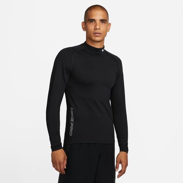 Nike Pro Warm Compression Mock - Black/White Long Sleeves | www ...