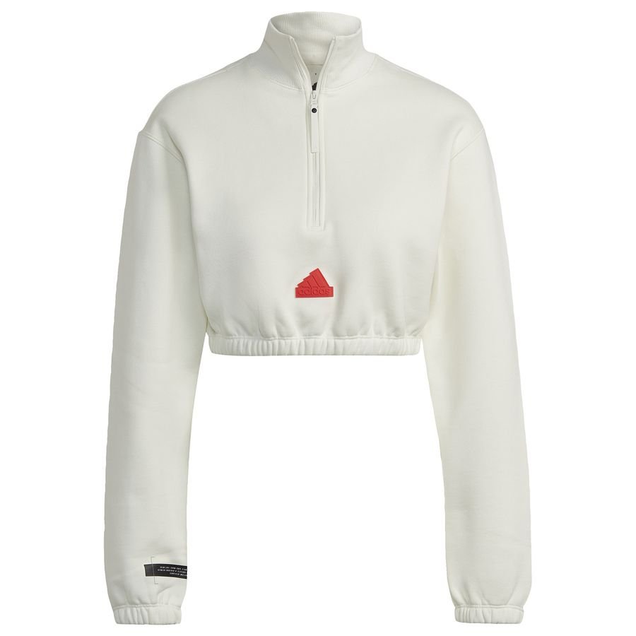Cropped Half-Zip hoodie Hvid thumbnail
