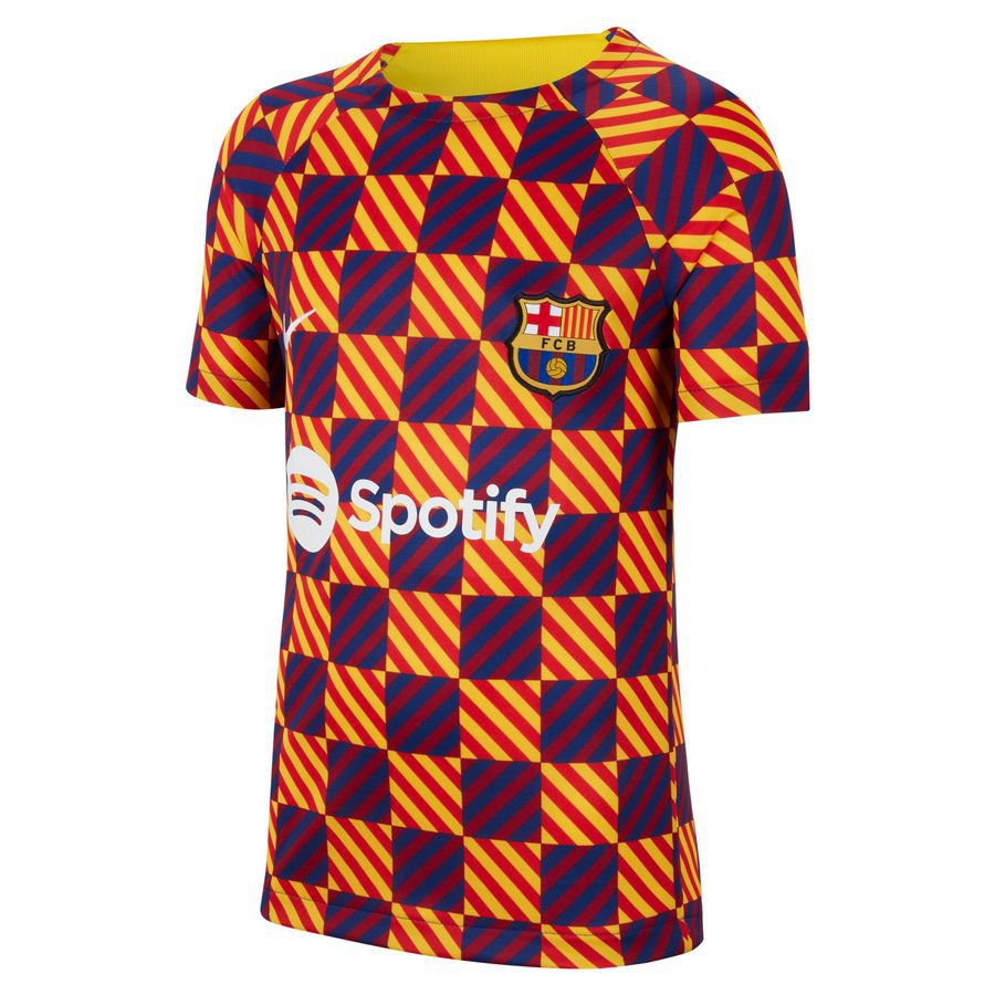 Barcelona Tränings T-Shirt Dri-FIT Pre Match Senyera - Gul/Vit Barn