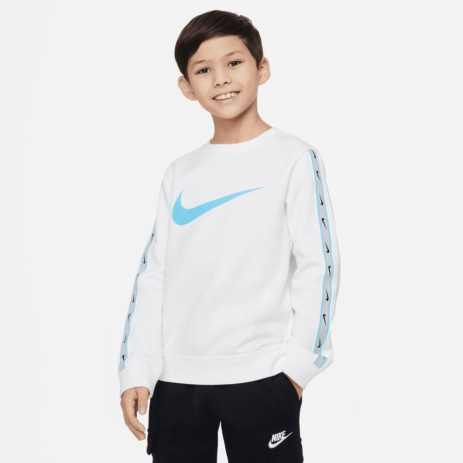 Nike Sweatshirt NSW Repeat Fleece Crew - Hvid/Blå Børn