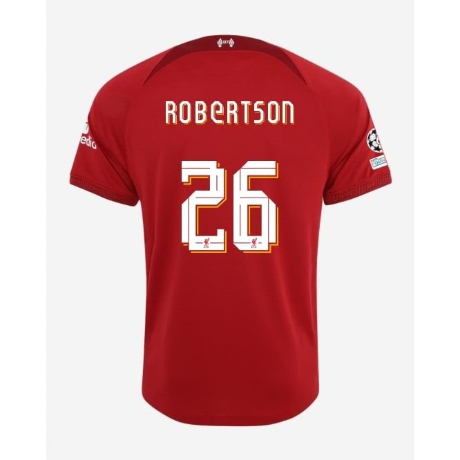 Liverpool Hemmatröja 2022/23 ROBERTSON 26 + Champions League + UEFA Foundation Armmärke